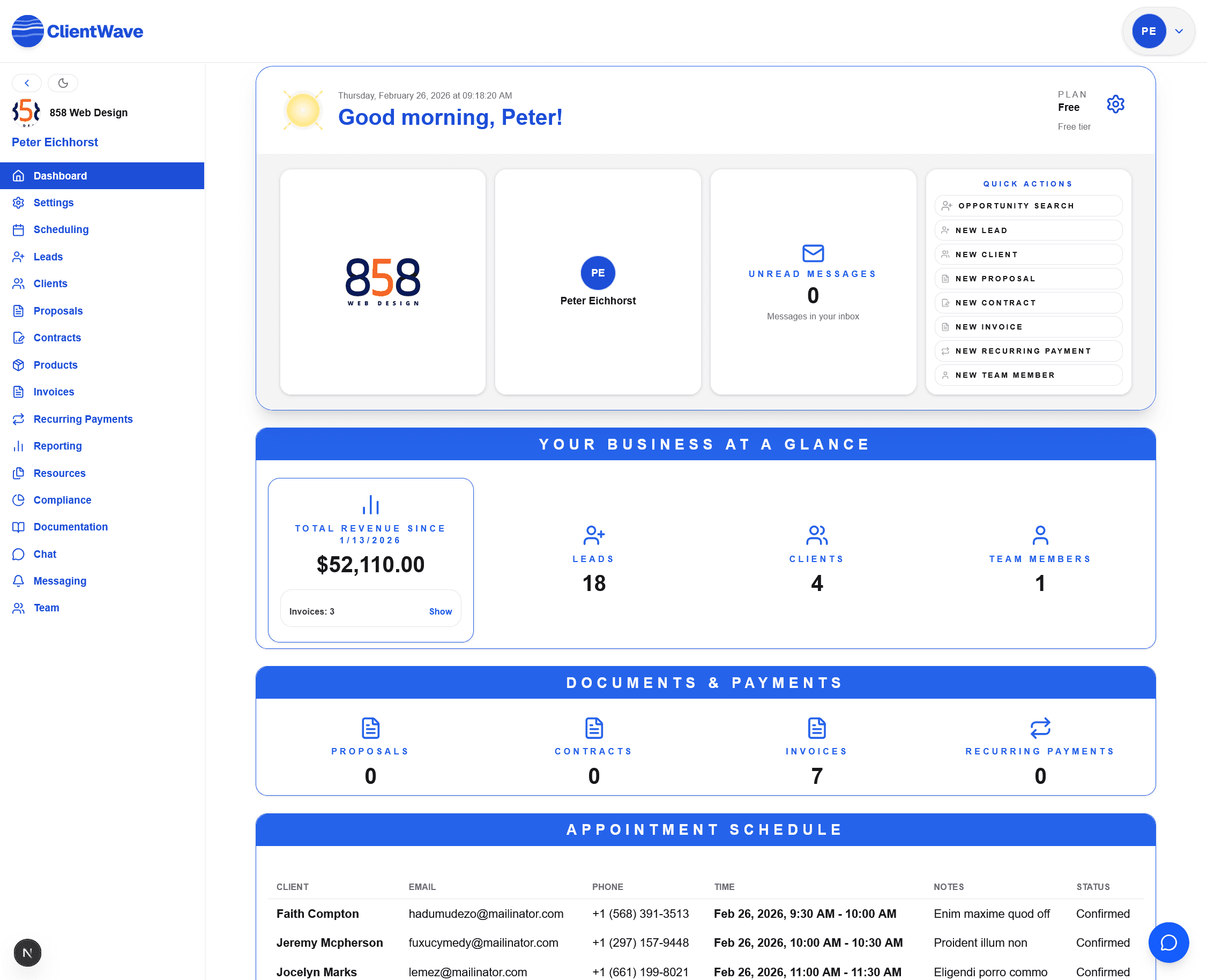 ClientWave workspace screenshot